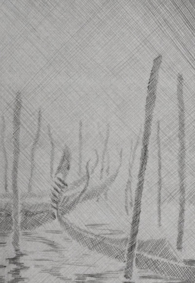 Camille COMBE : Brume argentée, Gravure originale signée