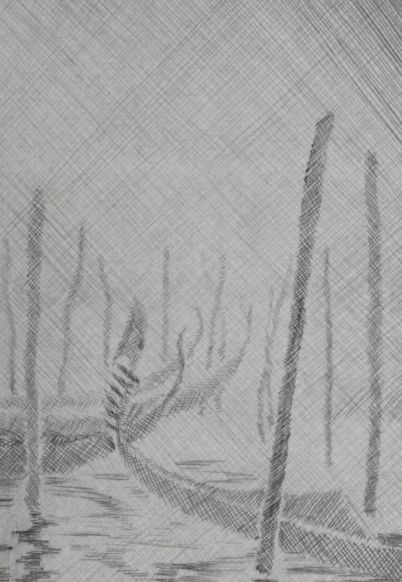 Camille COMBE : Brume argentée, Gravure originale signée
