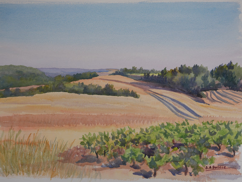 Salomon Alfred BOISECQ : Paysage du Verdon, Aquarelle originale signée