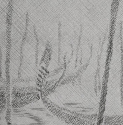 Camille COMBE : Brume argentée, Gravure originale signée