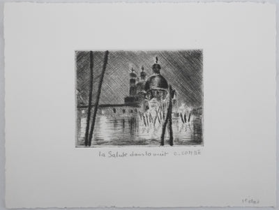 Camille COMBE : La Salute dans la nuit, Gravure originale signée