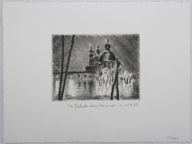 Camille COMBE : La Salute dans la nuit, Gravure originale signée