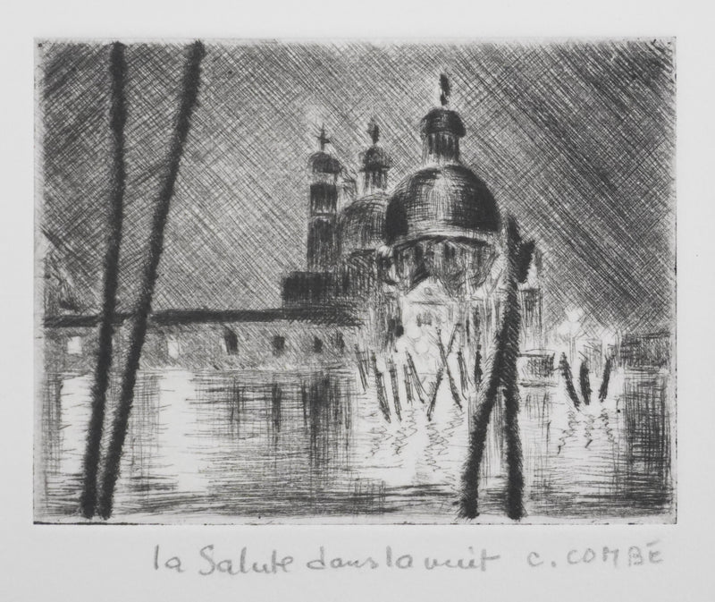 Camille COMBE : La Salute dans la nuit, Gravure originale signée