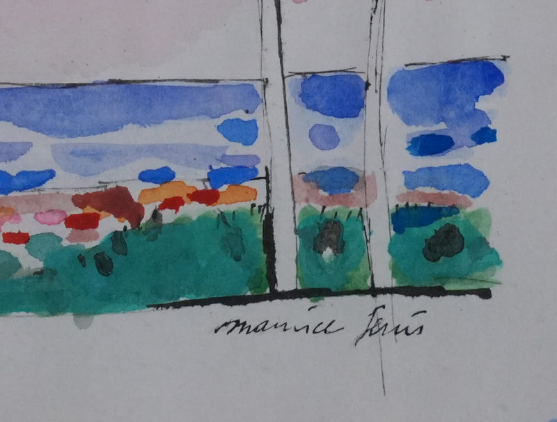 Maurice GENIS : Les palmiers sur la plage, Dessin original signé