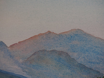 Salomon Alfred BOISECQ : Au pied des montagnes, Aquarelle originale signée
