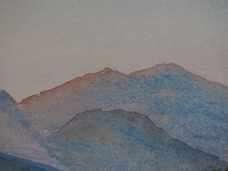 Salomon Alfred BOISECQ : Au pied des montagnes, Aquarelle originale signée