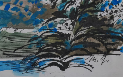 Maurice GENIS : La cabane dans la forêt tropicale, Dessin original signé