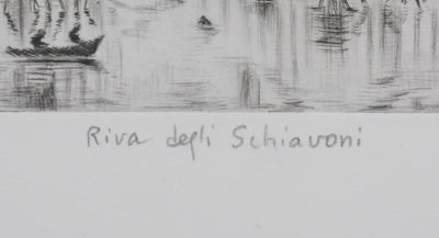 Camille COMBE : Riva degli Schiavoni, Gravure originale signée