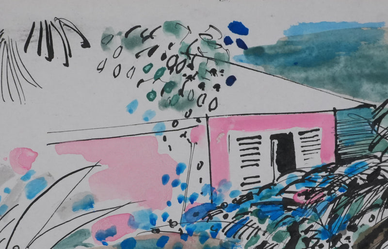 Maurice GENIS : La cabane dans la forêt tropicale, Dessin original signé