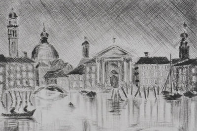 Camille COMBE : Riva degli Schiavoni, Gravure originale signée