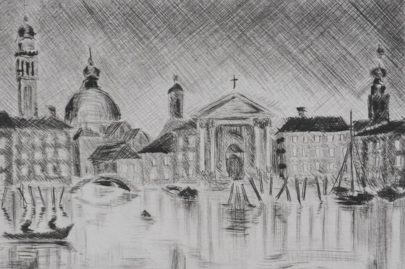 Camille COMBE : Riva degli Schiavoni, Gravure originale signée