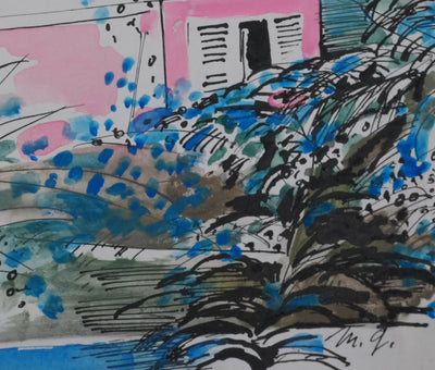 Maurice GENIS : La cabane dans la forêt tropicale, Dessin original signé