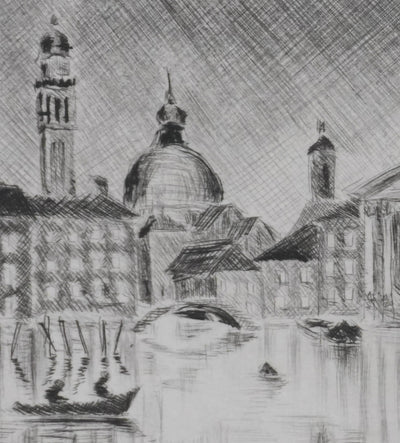 Camille COMBE : Riva degli Schiavoni, Gravure originale signée