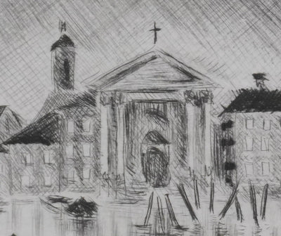 Camille COMBE : Riva degli Schiavoni, Gravure originale signée