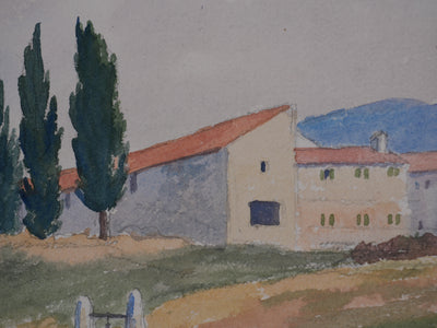 Salomon Alfred BOISECQ : Vaucluse, La bergère et son troupeau, Aquarelle originale signée