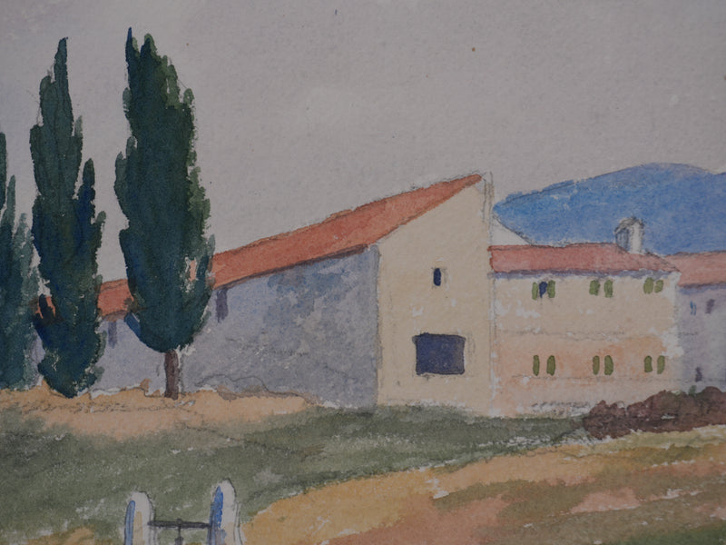 Salomon Alfred BOISECQ : Vaucluse, La bergère et son troupeau, Aquarelle originale signée