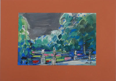 Maurice GENIS : Le parc aux statues, Dessin original signé