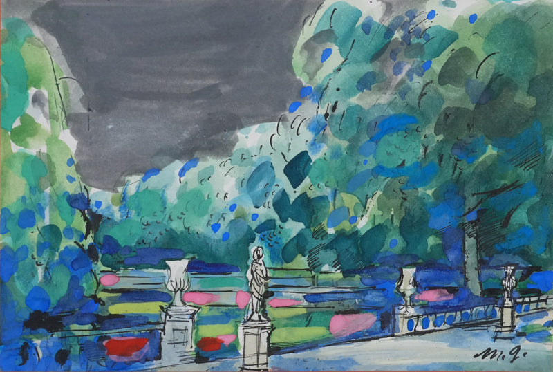 Maurice GENIS : Le parc aux statues, Dessin original signé