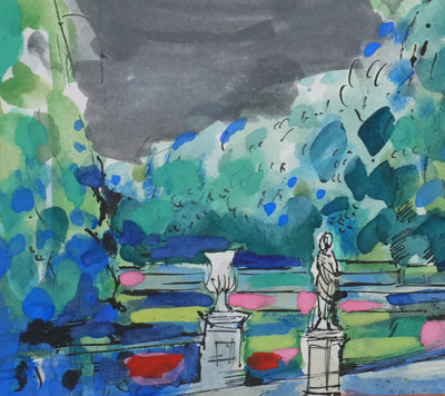 Maurice GENIS : Le parc aux statues, Dessin original signé