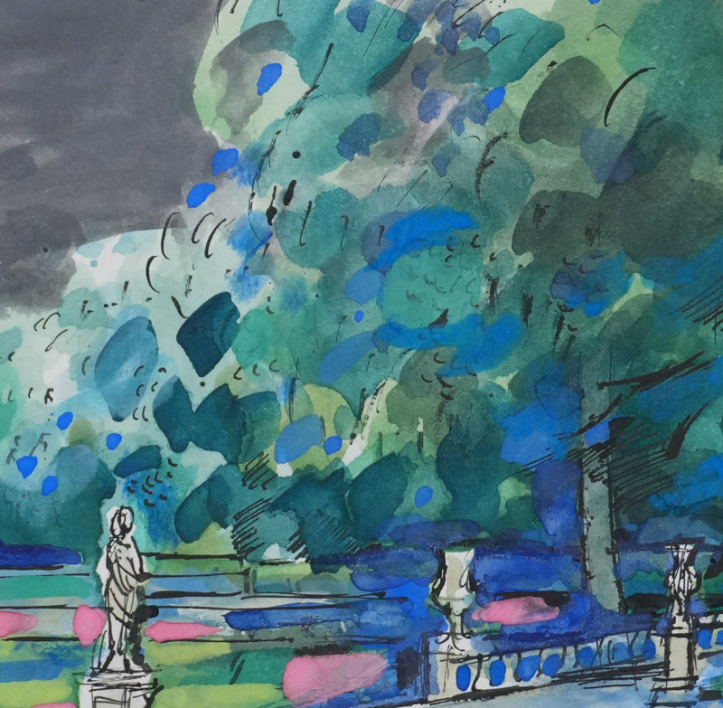 Maurice GENIS : Le parc aux statues, Dessin original signé