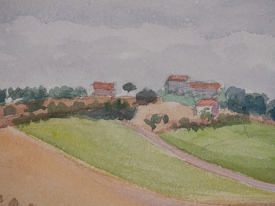 Salomon Alfred BOISECQ : Régusse, Le village sur la colline, Aquarelle originale signée