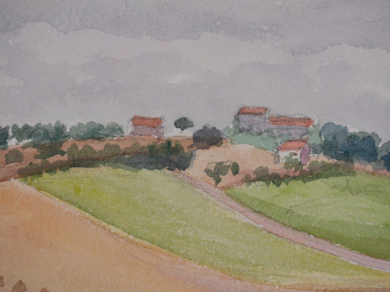 Salomon Alfred BOISECQ : Régusse, Le village sur la colline, Aquarelle originale signée