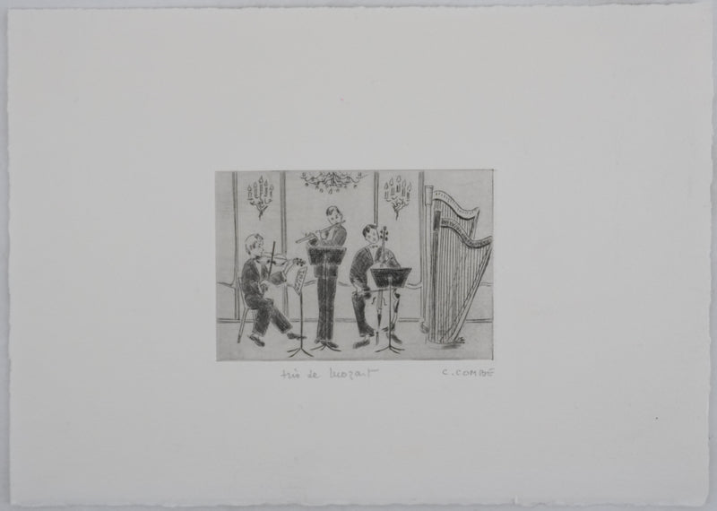 Camille COMBE : Trio Mozart, Gravure originale signée