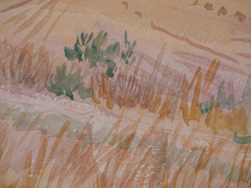 Salomon Alfred BOISECQ : Régusse, Le village sur la colline, Aquarelle originale signée