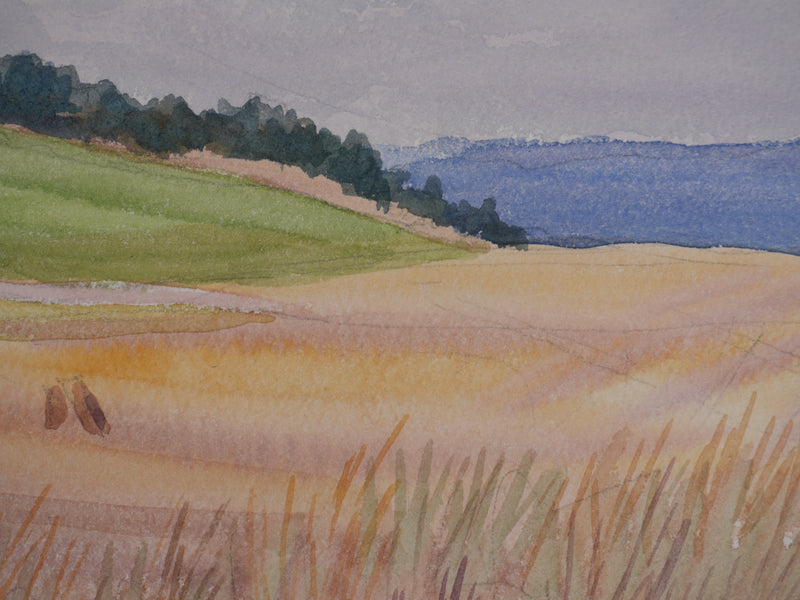 Salomon Alfred BOISECQ : Régusse, Le village sur la colline, Aquarelle originale signée
