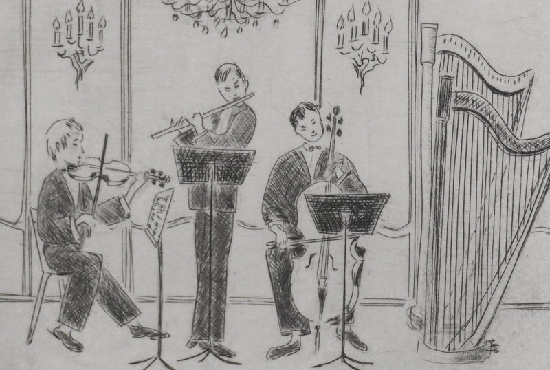 Camille COMBE : Trio Mozart, Gravure originale signée