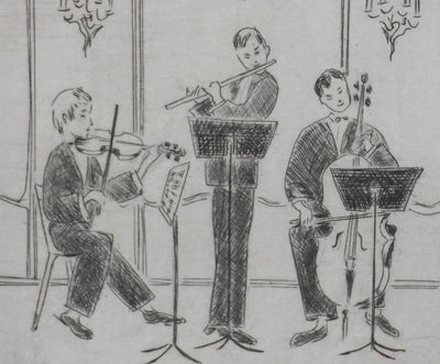 Camille COMBE : Trio Mozart, Gravure originale signée