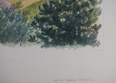 Salomon Alfred BOISECQ : Vallée du Falgoux, Aquarelle originale signée