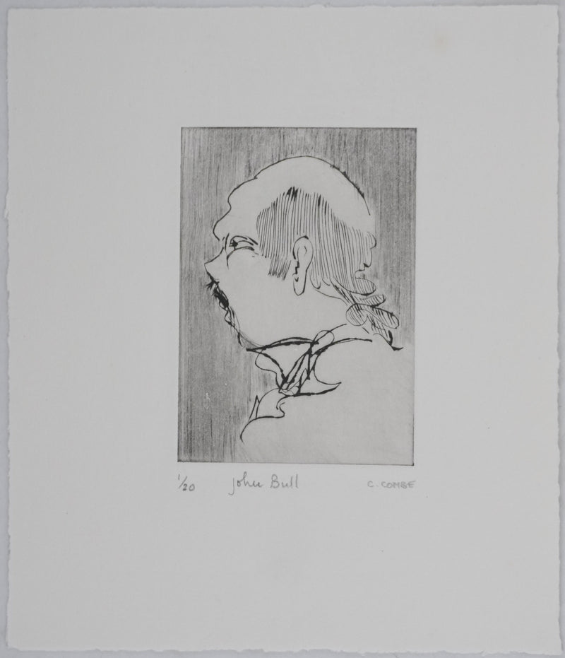Camille COMBE : John Bull, Gravure originale signée