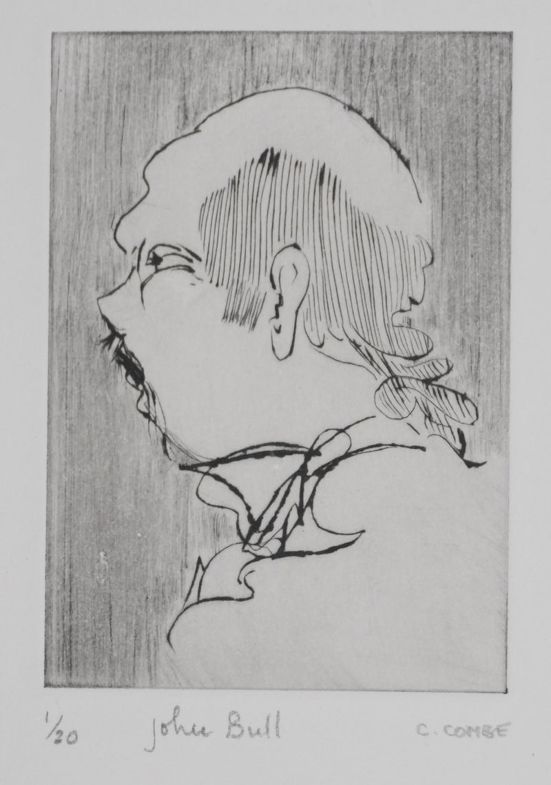Camille COMBE : John Bull, Gravure originale signée