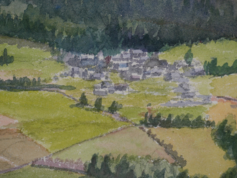 Salomon Alfred BOISECQ : Vallée du Falgoux, Aquarelle originale signée
