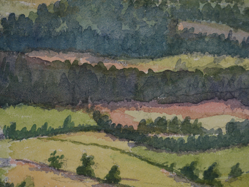 Salomon Alfred BOISECQ : Vallée du Falgoux, Aquarelle originale signée
