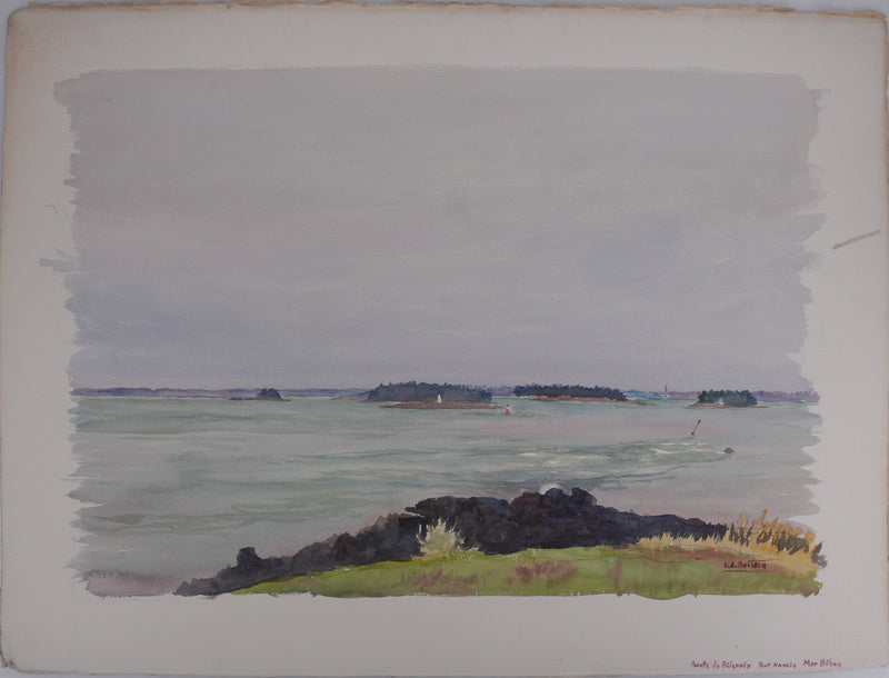 Salomon Alfred BOISECQ : Pointe de Bilgroix, Aquarelle originale signée
