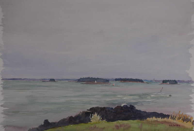 Salomon Alfred BOISECQ : Pointe de Bilgroix, Aquarelle originale signée