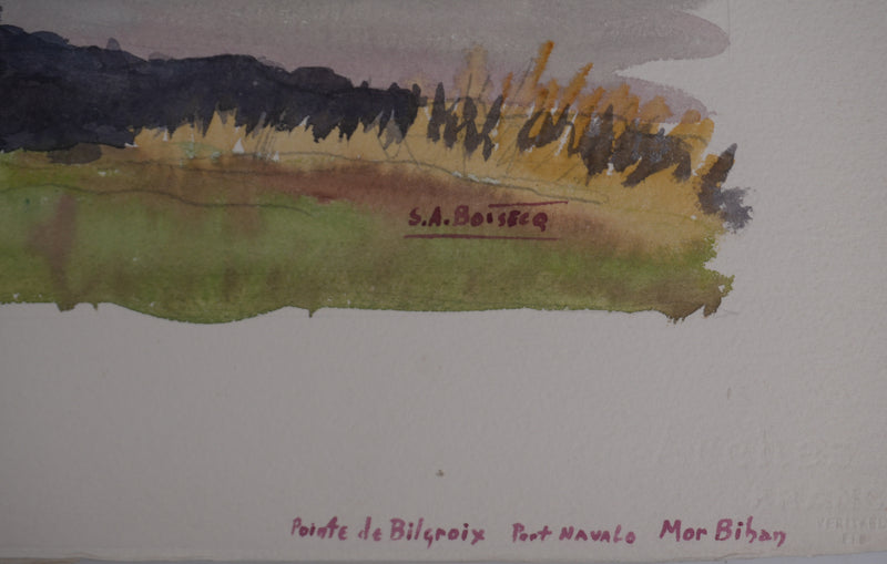 Salomon Alfred BOISECQ : Pointe de Bilgroix, Aquarelle originale signée