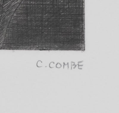 Camille COMBE : Homme lisant, Gravure originale signée