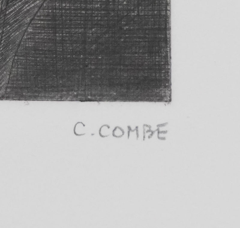 Camille COMBE : Homme lisant, Gravure originale signée
