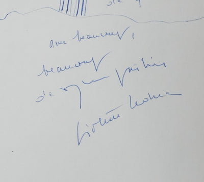 Violette LEDUC : L'acacia de Paris, Autographe et dessin original signé