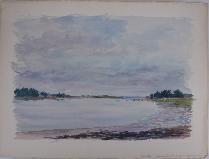 Salomon Alfred BOISECQ : Golfe du Morbihan, Aquarelle originale signée