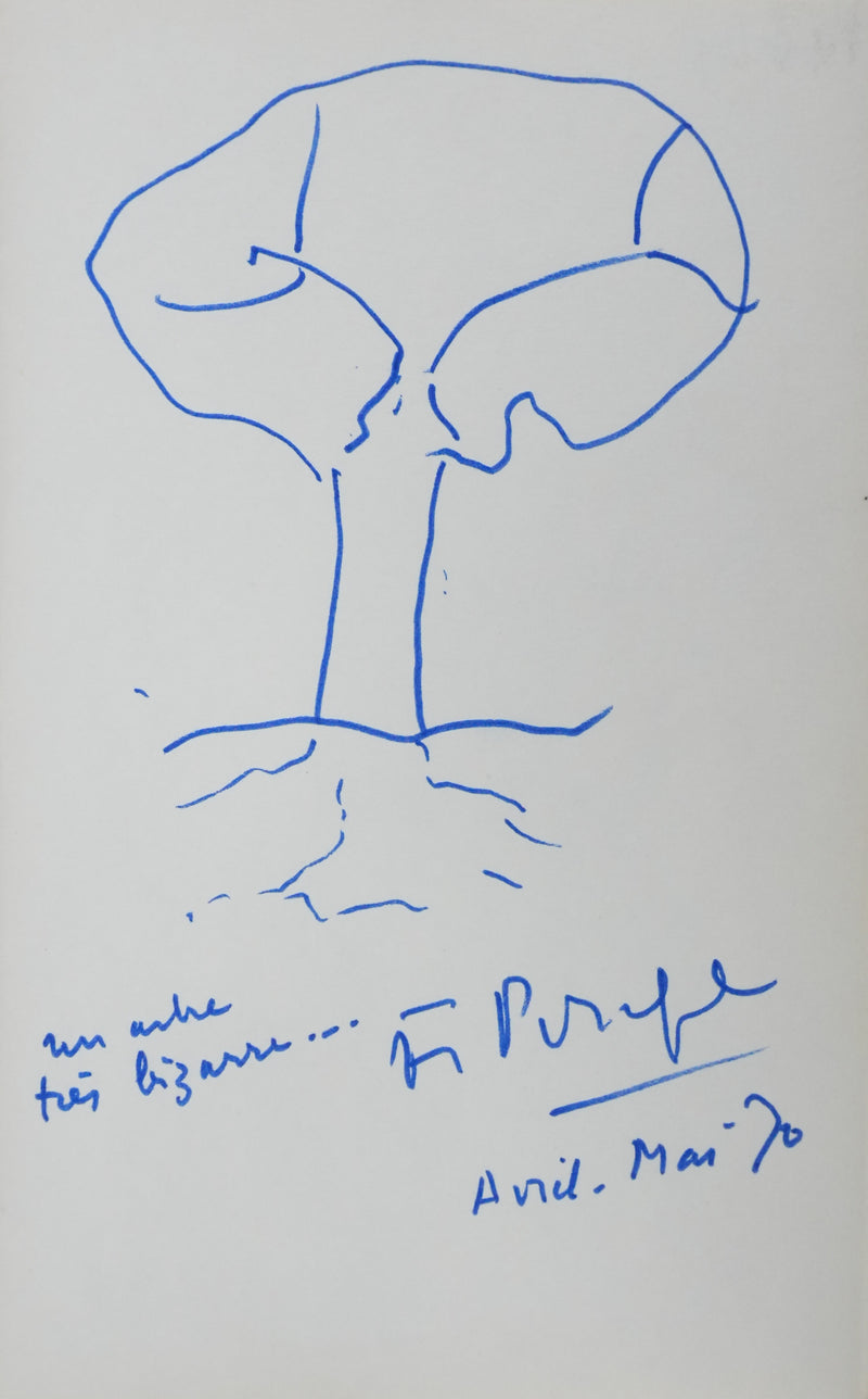 Francis PONGE : Un arbre très bizarre, Autographe et dessin original signé