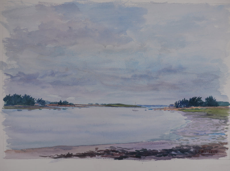Salomon Alfred BOISECQ : Golfe du Morbihan, Aquarelle originale signée