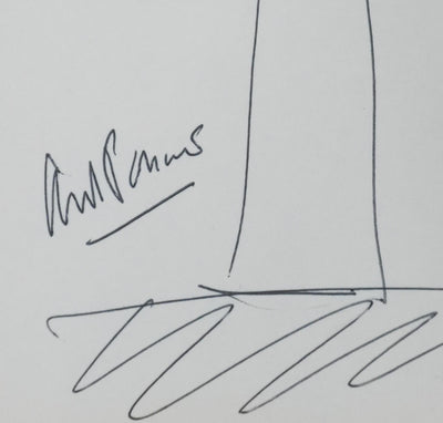 André PARINAUD : La silhouette d'un arbre, Autographe et dessin original signé