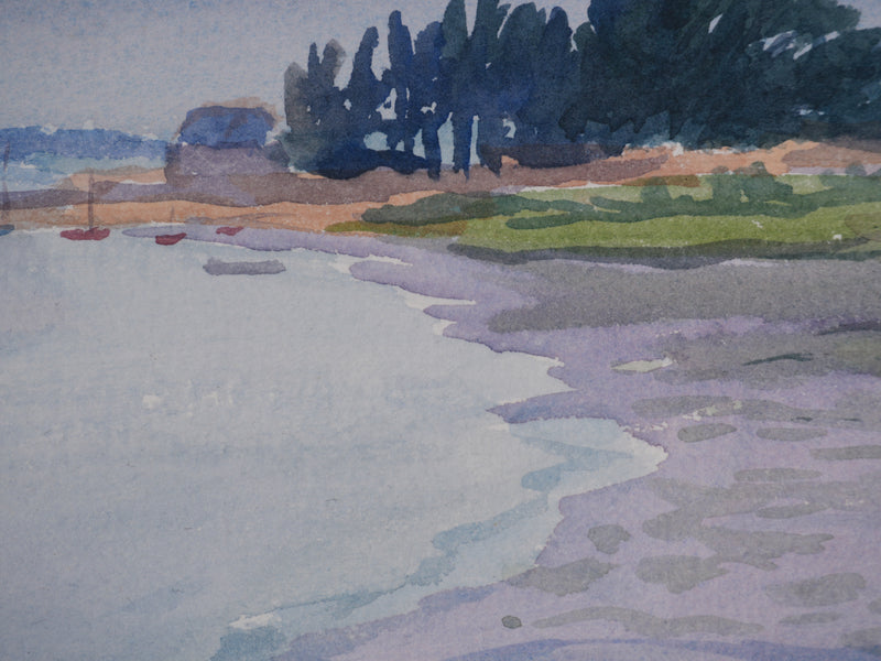 Salomon Alfred BOISECQ : Golfe du Morbihan, Aquarelle originale signée