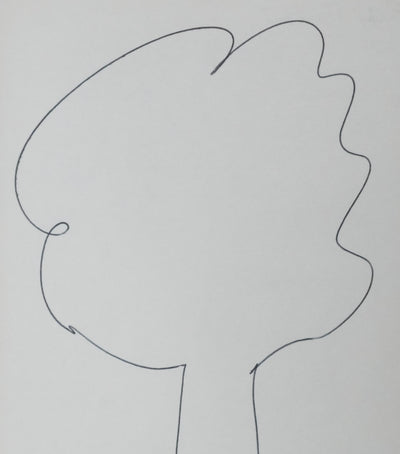 André PARINAUD : La silhouette d'un arbre, Autographe et dessin original signé