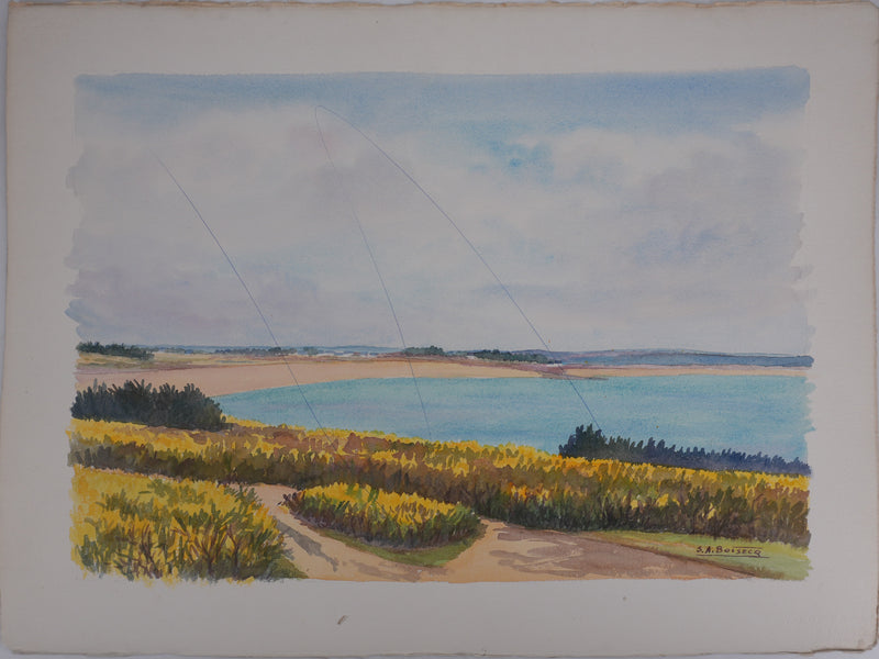 Salomon Alfred BOISECQ : Golfe du Morbihan, Aquarelle originale signée