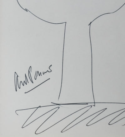 André PARINAUD : La silhouette d'un arbre, Autographe et dessin original signé